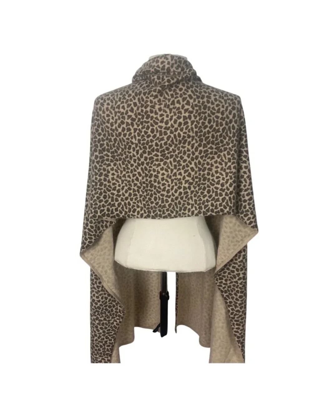 Ann Taylor Leopard Print Wool Angora Scarf Wrap Shawl Beige Brown 23x88